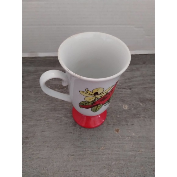 Song Bird Pedestal Mug Irish Coffee Cup FRED ROBERTS Red - Picture 6 of 7
